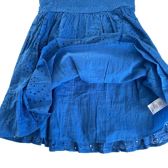 Blue Rain x Francesca’s Loretta Cobalt Blue Tie Strap Eyelet Mini Dress Large - Picture 7 of 9